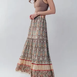 Boho Floral Tiered Maxi Skirt