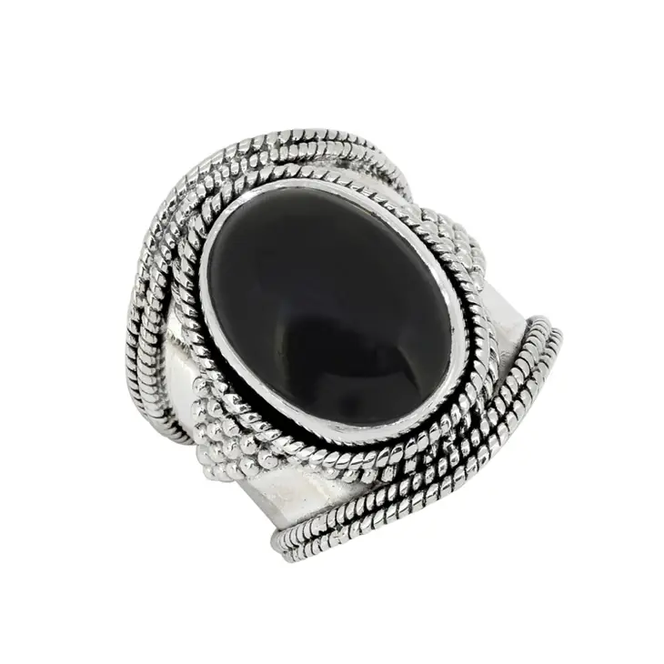Black Onyx Solid 925 Sterling Silver Solitaire Ring