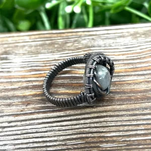 Labradorite Wire Wrapped Ring Crystal Ring