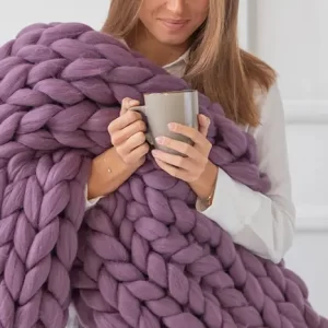 Chunky Merino Wool Knit Blanket