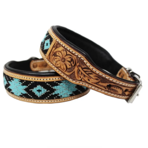 Western Leather Bling Dog Collar